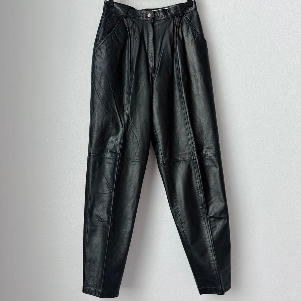 Vintage 90s High Waisted Leather Pants Biker Minimalist Excellent Condition Sz 8